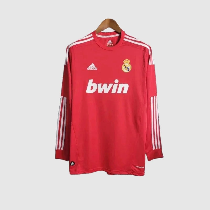 Real Madrid Retro Away Long Sleeve Jersey 2011/12 - Red And White