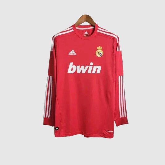Camisa Retrô Manga Longa Real Madrid II 2011/12 - Vermelha e Branca