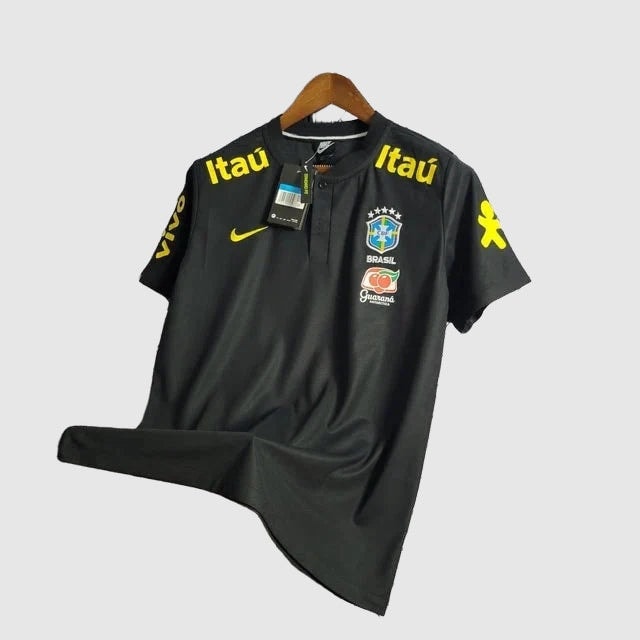 Brazil Polo Fan Jersey - Black And Yellow