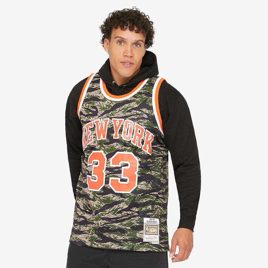 New York Knicks Patrick Ewing 91 Tiger Camo Swingman Jersey