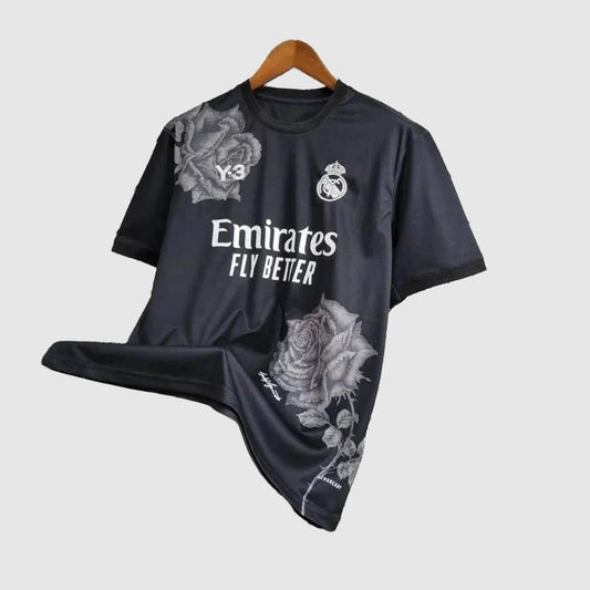 Real Madrid Y3 2024/25 Fourth Fan Jersey - Black Rose Print