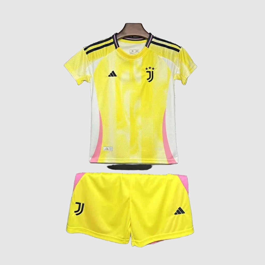 Juventus Away Kids Kit 2024/25 - Yellow And Pink