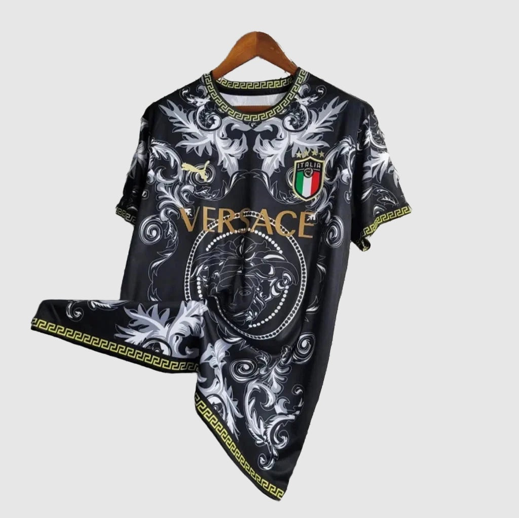 Camisa Itália Edição Especial - Preta e Prateada Barroca