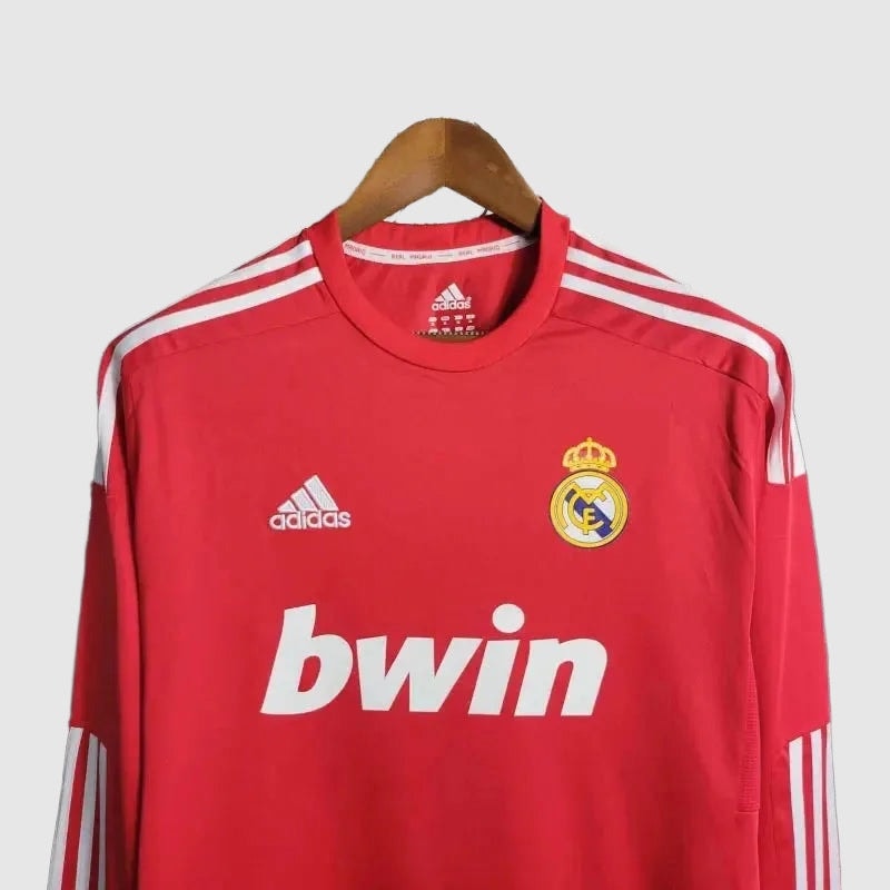 Real Madrid Retro Away Long Sleeve Jersey 2011/12 - Red And White - photo 2