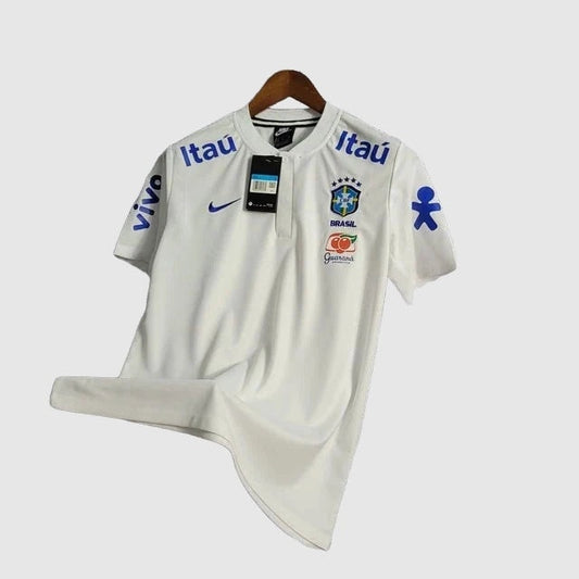 Brazil Polo Fan Jersey - White And Blue