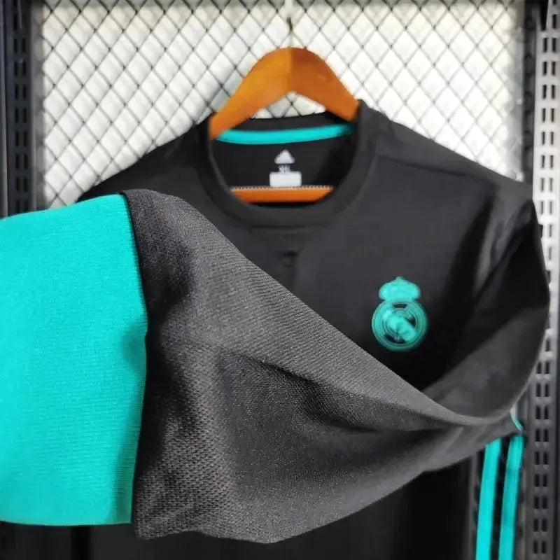 Camisa Retrô Manga Longa Real Madrid II 2017/18 - Preta e Azul-Petróleo - foto 8