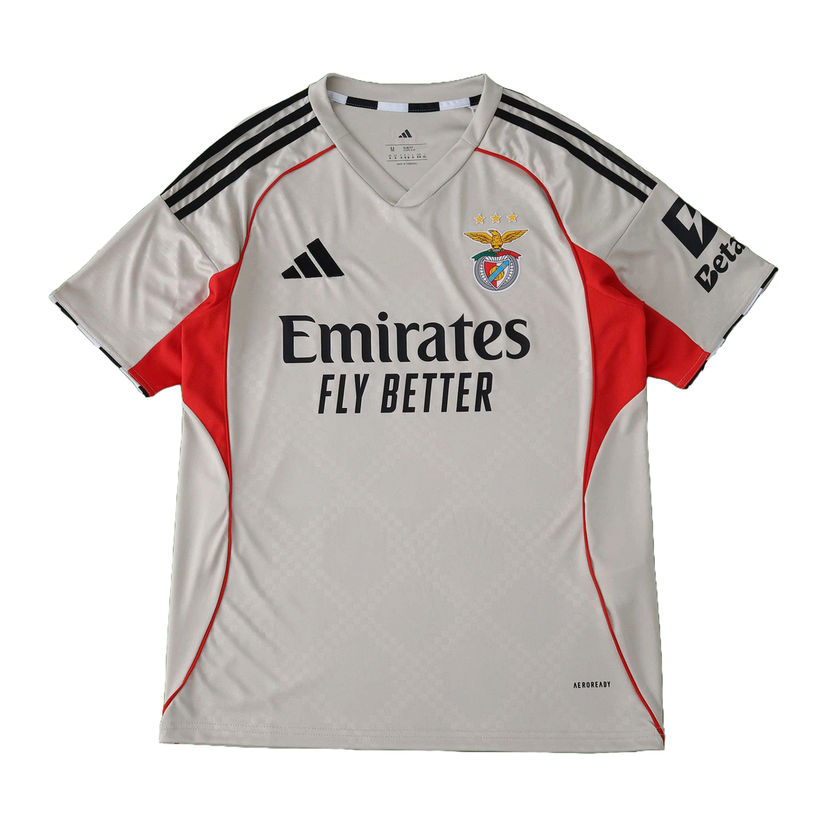 Camisa Benfica II 25/26 Torcedor - Cinza Listras Pretas