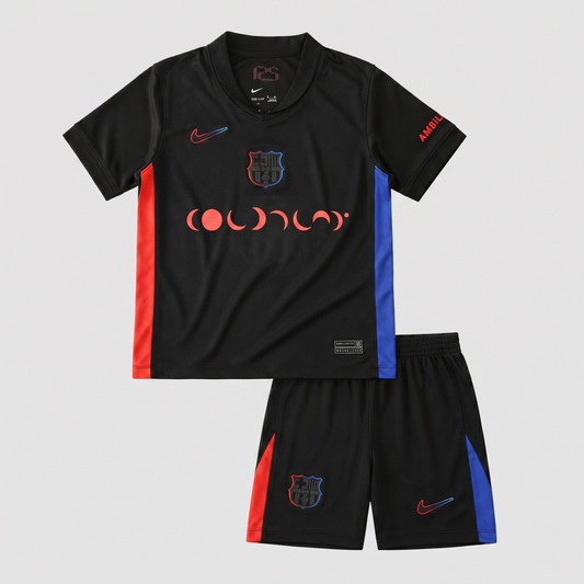 Barcelona Away Kids Kit 2024/25 - Red Lettering