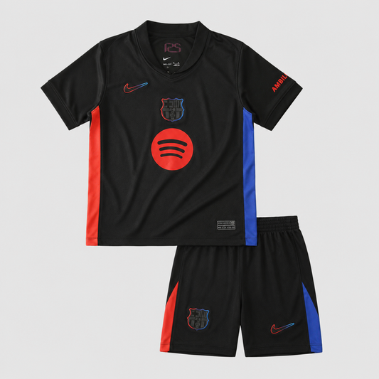 Barcelona Away Kids Kit 2024/25 - Red Round Logo
