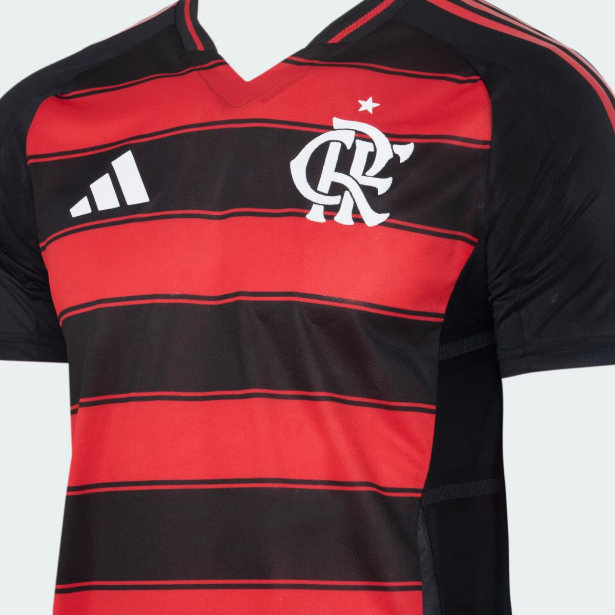 Camisa Flamengo I 25/26 Jogador - Vermelha e Preta com Listras Horizontais - foto 3