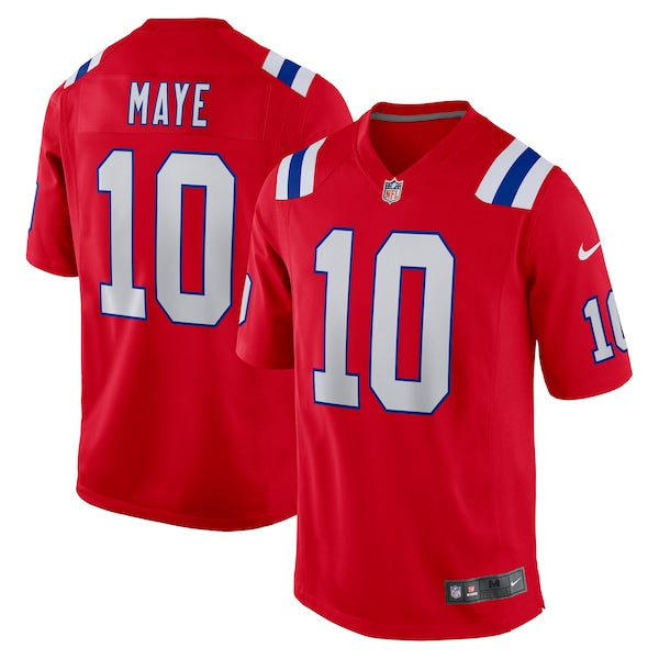 New England Patriots Drake Maye Game Jersey Red - photo 8
