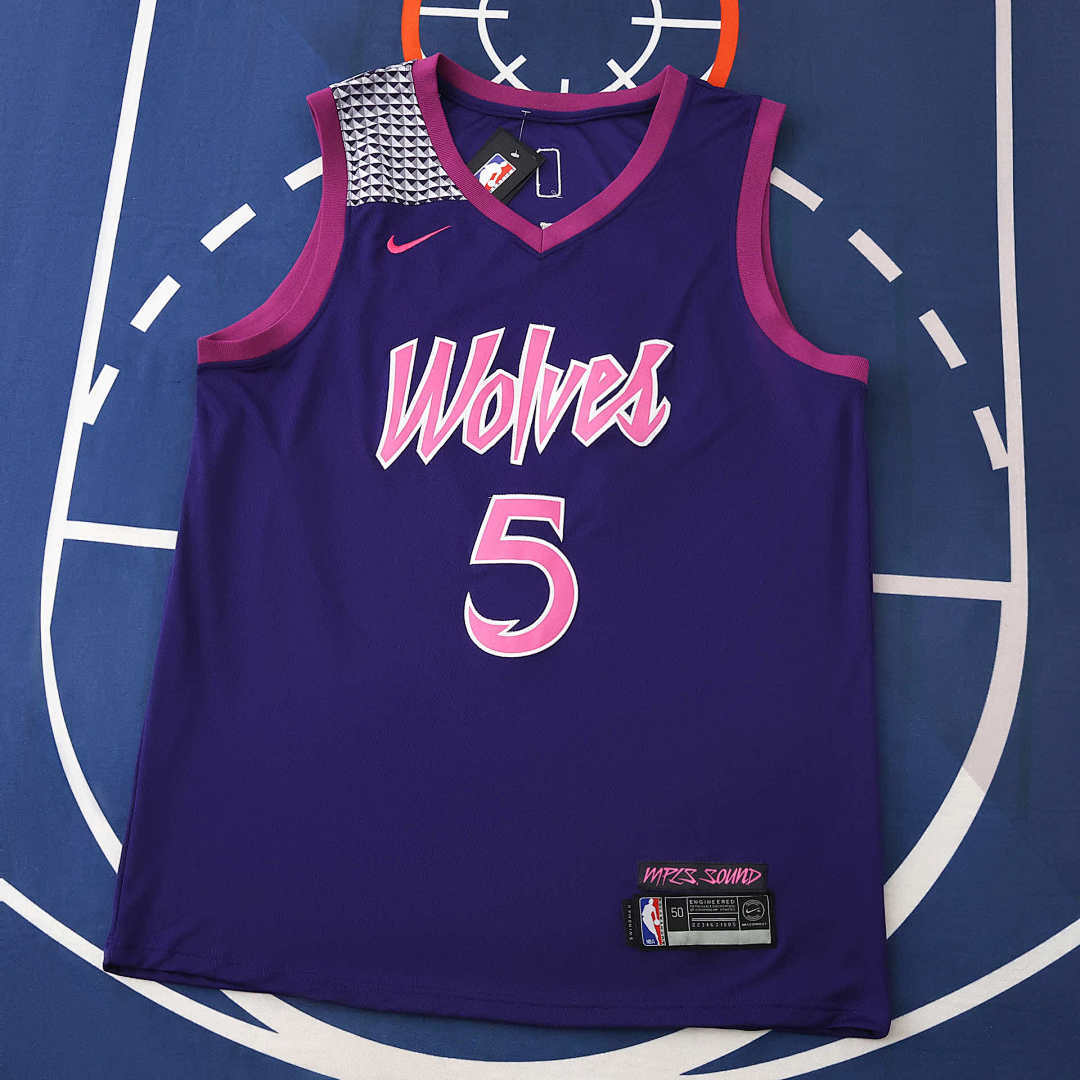 Minnesota Timberwolves Jersey 2025/26 - Edwards 5 Purple Pink
