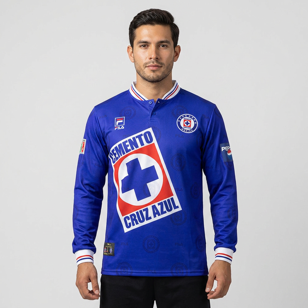 Cruz Azul Retro Home Long Sleeve Jersey 1998