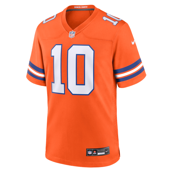 Camisa Denver Broncos Bo Nix Mile High Collection 1977 Throwback Game Laranja - foto 7