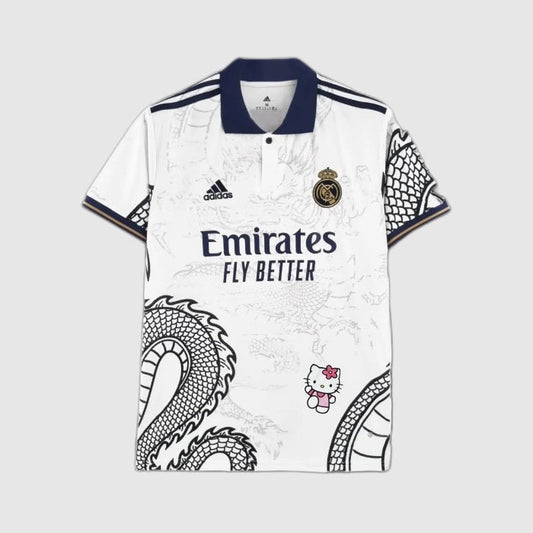 Real Madrid Kitty Chinese Dragon 2024/25 Fan Jersey - White Dragon Print