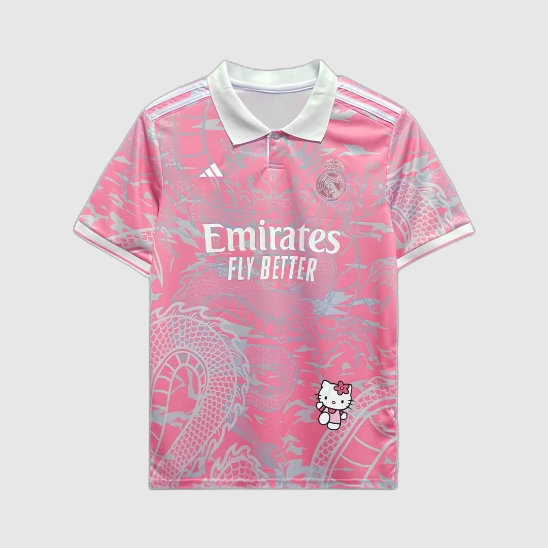 Real Madrid Kitty Chinese Dragon 2024/25 Fan Jersey - Pink Dragon Print
