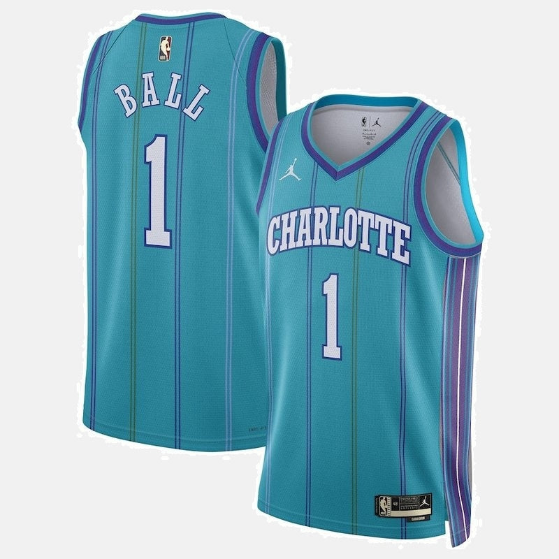 Charlotte Hornets Jersey 2023/24 - Ball 1 Teal Pinstripe