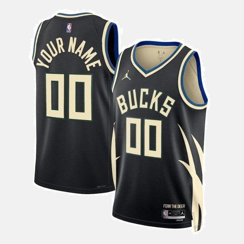Milwaukee Bucks 2023 Jersey - Black Custom