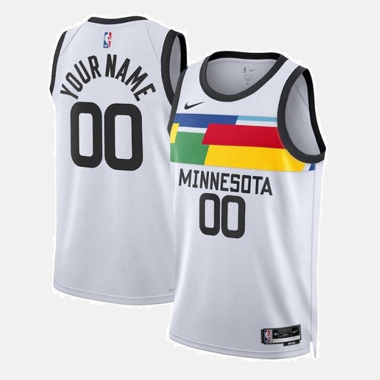 Regata Minnesota Timberwolves 23 - Branca Listras Coloridas Personalizada