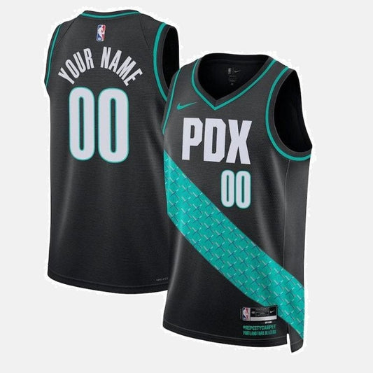 Portland Trail Blazers 2023 Jersey - Black And Teal PDX