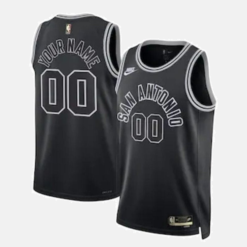 San Antonio Spurs 2023 Jersey - Custom 00 Black Outline