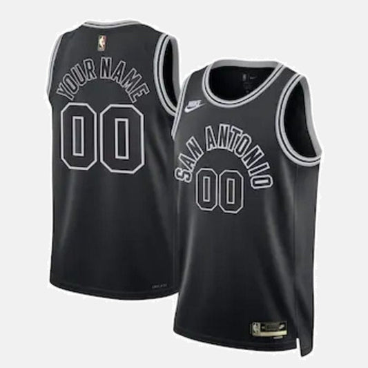 San Antonio Spurs 2023 Jersey - Custom 00 Black Outline