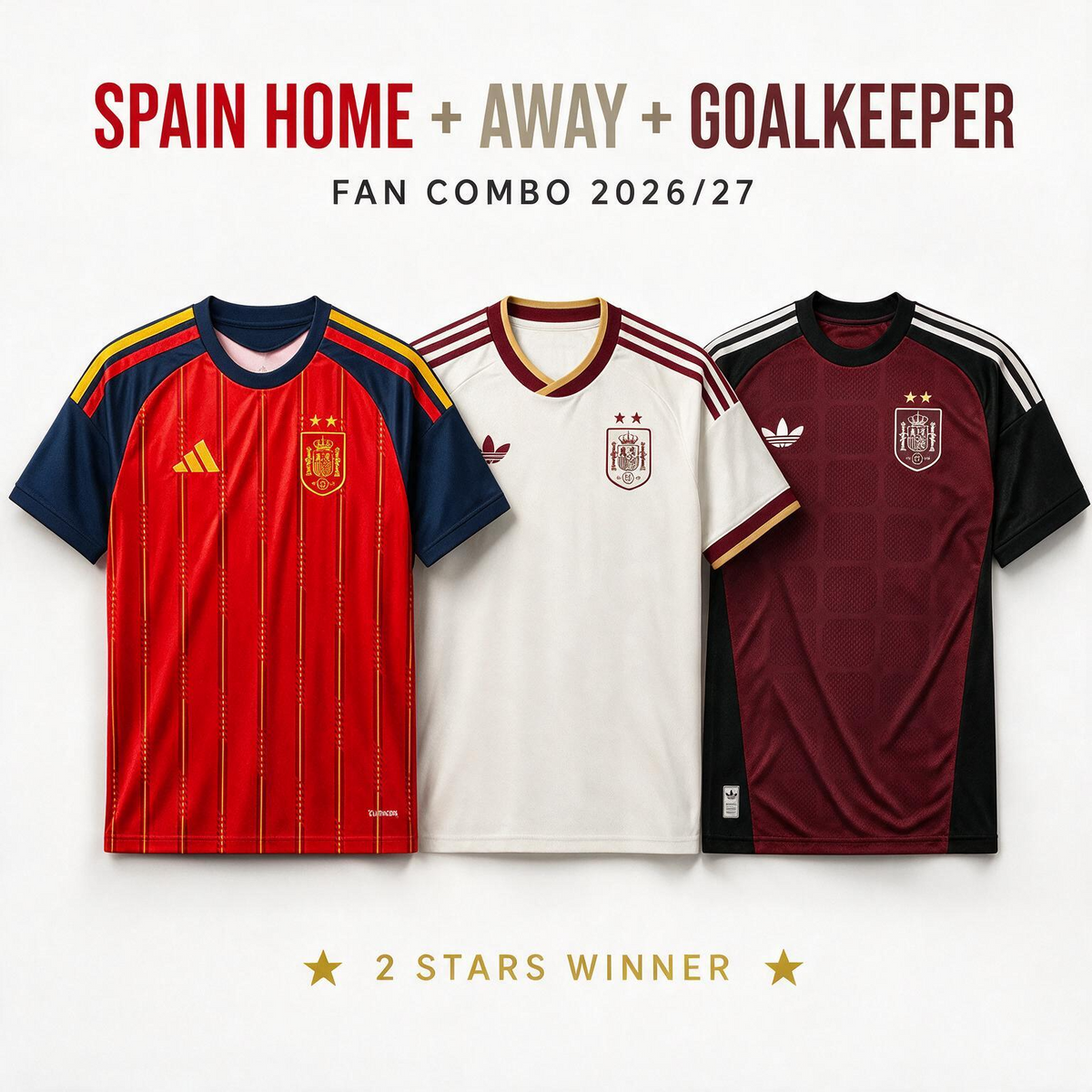 Spain Combo WC 2026 - Home, Away and Goalkeeper